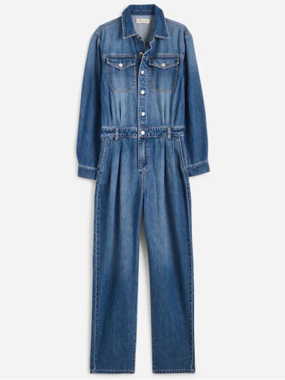 NWOT Madewell Pleated Barrel Leg Jumpsuit in Baywood Wash Airy Denim Edition 8